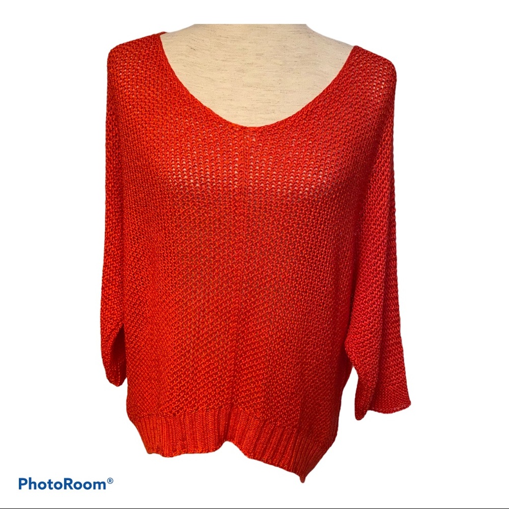 CARINA RICCI SWEATER SCOOP NECK RED ORANGE ITALY Size L